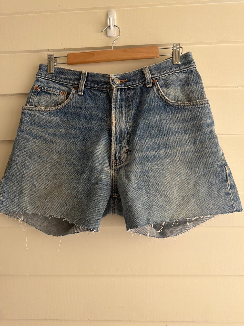 Vintage Y2K GAP High Waisted Cutoff Denim Shorts Upcycled Raw Hem Light Wash 30